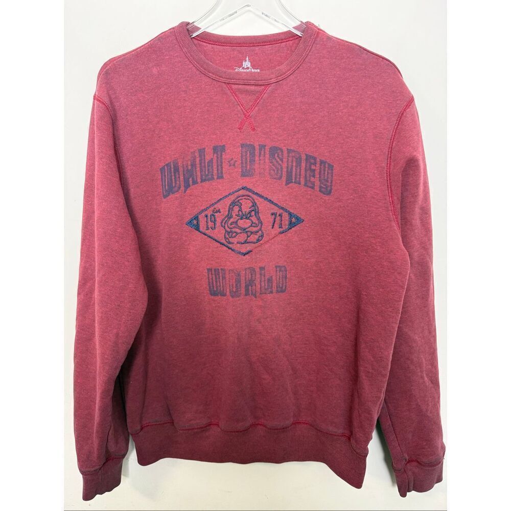 Disney Parks Walt Disney World 1971 Grumpy Sweatshirt Red Vintage Style Graphic